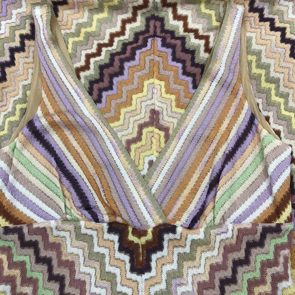 Missoni Orange Label V-Neck Zigzag Knit Dress - Picture 12 of 15
